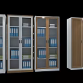 Modern Bookcases With Glass Doors White And Wooden Design For Blue Folders And Books