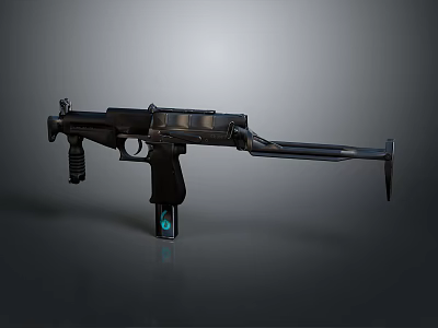 Black Tactical Submachine Gun With Metal Body Ergonomic Grip And Muzzle Design 3d model