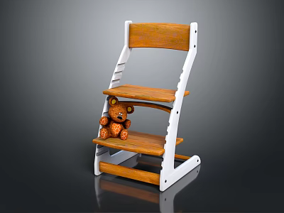 Stylish Wooden Leisure Chair With White Frame And Layered Seat Design 3d model