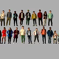 Men in Diverse Casual Clothing Styles with Different Standing and Sitting Poses