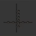Black Metal Bracket With Triangular Hooks On Vertical And Horizontal Poles