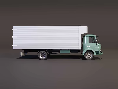 Functional Cargo Van With White Body Light Green Front And Practical Design 3d model