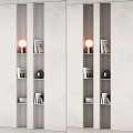 Modern Decorative Cabinet With Shelves Holding Books Decorative Items And Lighting