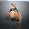 Cute Brown 3D Cartoon Dog Character With Blue Spiked Collar And Smiling Face