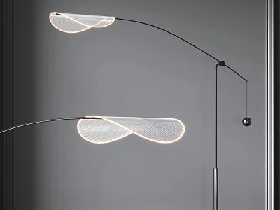 Modern Arched Floor Lamp With Double White Fabric Shades For Indoor Lighting 3d model