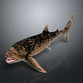 Realistic Shark With Spotted Body Sharp Teeth Open Mouth And Detailed Fins