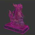 Traditional Golden Red Dragon Sculpture With Red Base And Intricate Details