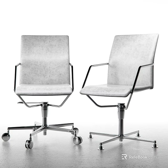 Modern Grey Fabric Office Chair With Metal Frame And Swivel Wheels 3d model 