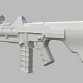 Modern Tactical Rifle with Scope Red Accents and Black Design for Military Use