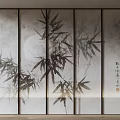 New Chinese Style Mural Screen Partition New Chinese Style Background Wall Song Style Aesthetics Bamboo Mural Partition 3d model