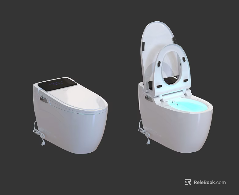 Smart Modern Toilet With Open Lid And LED Light Inside Design 3d model