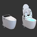 Smart Modern Toilet With Open Lid And LED Light Inside Design 3d model