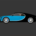 Sleek Blue Bugatti Sports Car With Black Roof Brown Interior Silver Wheels