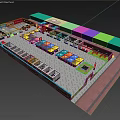 Colorful Commercial Street Vibrant Layout With Paved Ground Various Shops Stalls And Pedestrians