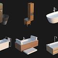 Bathroom Furniture Storage Cabinet Bathtub 3d model