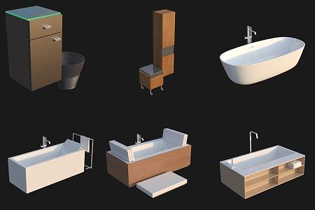 Bathroom Furniture Storage Cabinet Bathtub 3d model