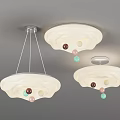 Modern Artistic Ceiling Lights With Curved White Shades And Hanging Colorful Beads