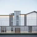 Modern Townhouse Exterior Design With Gray White Facade And Large Windows