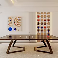 Modern Sports Equipment Ping Pong Table In Room With Wooden Floor Wall Decor And Carpet