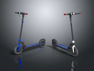 Two Modern Bicycles With Black Frame And Blue Accents For Urban Commuting 3d model