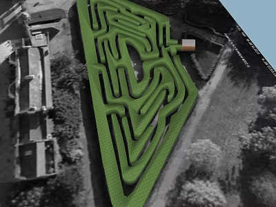 Outdoor Playground Equipment Green Maze Structure With Pathways And Trees 3d model