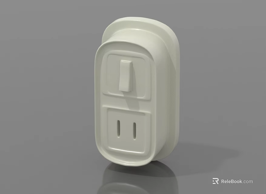 Modern White Electrical Outlet With Switch For Home Wall Installation 3d model 