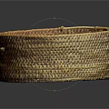 Handwoven Round Storage Basket With Handles Made Of Natural Material For Household Use