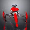 Futuristic Mechanical Spider Robot Featuring Red Appendages And Shiny Metallic Framework 3d model