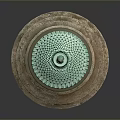 Detailed Architectural Model Featuring Green Dome And Multiple Columns On Circular Base