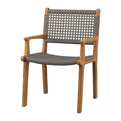 Wooden Frame Leisure Chair With Woven Backrest Seat And Armrests Design 3d model