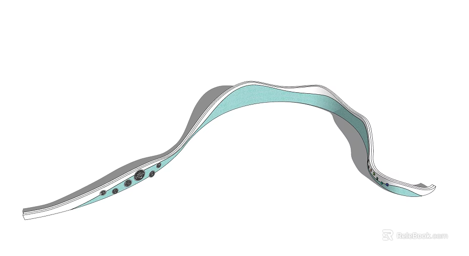 Wavy Feature Wall With Light Blue White Color And Edge Small Dots Design 3d model 