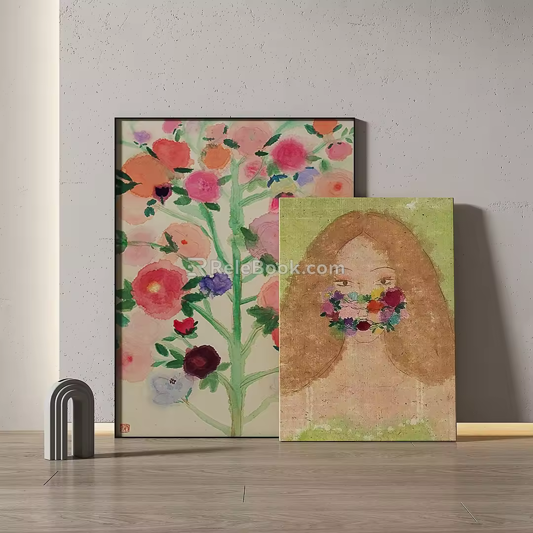 Abstract retro decorative painting 3d model
