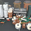 Assorted Electronic Components Collection With Speaker Capacitors Coils Resistors And Transformers