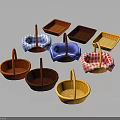 Various Woven Household Baskets With Handles In Different Colors And Styles