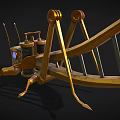 Golden Steampunk Mechanical Insect with Gear Details Bulb Eyes and Metal Legs