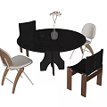 Modern Dining Table and Chair Round Dining Table Dining Chair Single Chair 3d model