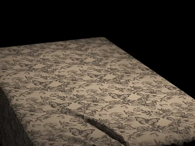 Butterfly Leaf Pattern Fabric Covered Decorative Surface With Intricate Design Details 3d model