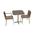 Modern Light Brown Dining Chairs With Armrests And Square Table In Interior 3d model