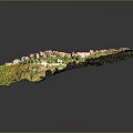 Cartoon Scene Featuring A Scenic Village With Green Vegetation Roads And Miniature Buildings