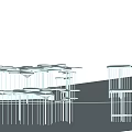 Modern Station Lighting Design Featuring Metal Structure Triangular Lampshades Red White Lights