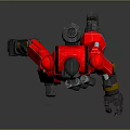 Red Armored Robot Game Movie Character Featuring Mechanical Body And Metal Armor