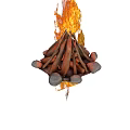 Decorative Garden Ornament With Crackling Bonfire Flames And Natural Stones