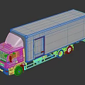 White Box Truck With Green Rims On Reflective Black Surface Design 3d model