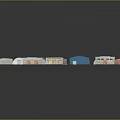 Small Industrial Building Models With Various Roof Designs And Colorful Exteriors