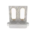 Modern Double Vanity Featuring Oval Mirrors Gold Frames And Marble Wall 3d model