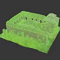 Detailed Castle Ruin Model With Weathered Stone Walls And Green Grass