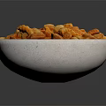 Golden Mixed Crispy Snacks in White Bowl with Different Shapes and Crunchy Texture