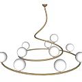 Modern Spiral Chandelier With Gold Metal Frame And White Globe Bulbs