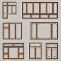 New Chinese-style window combination casement window floor-to-ceiling window 3d model
