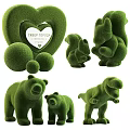 Topiary Plant Arrangement With Heart Shaped Sign Squirrel Bear Dinosaur Shapes For Children's Art